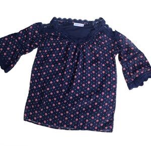 Knit Works cold shoulder Floral Bell Sleeve boho Blouse 10/12